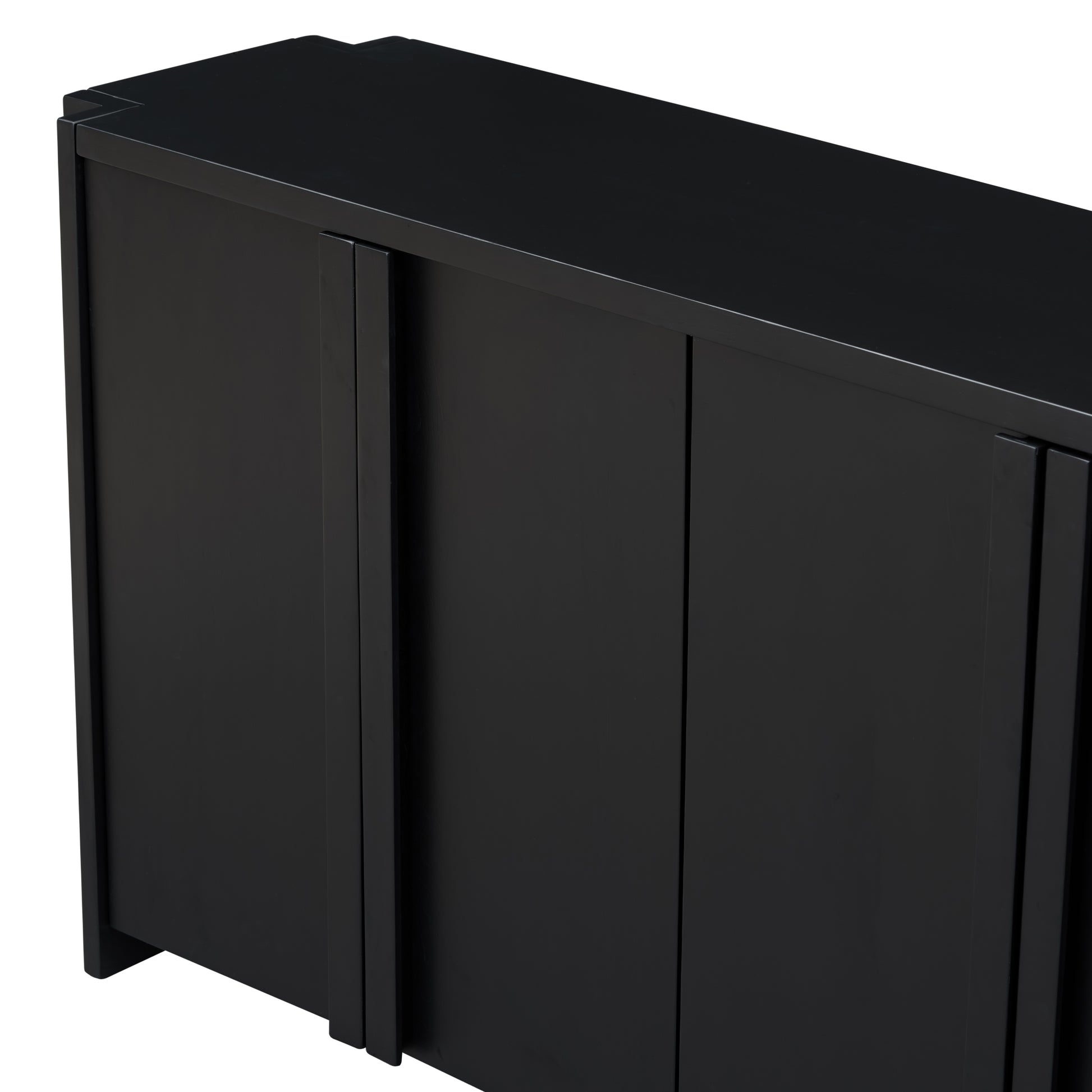 Designed Storage Cabinet Sideboard With 4 Doorsadjustable Shelves, Suitable For Living Rooms, Entrance And Study Rooms. Black Mdf Acacia