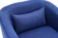Swivel Barrel Chair With Ottoman, Swivel Accent Chairs Armchair For Living Room, Reading Chairs For Bedroom Comfy, Round Barrel Chairs With Black Metal Base Blue Blue Primary Living Space Modern Linen