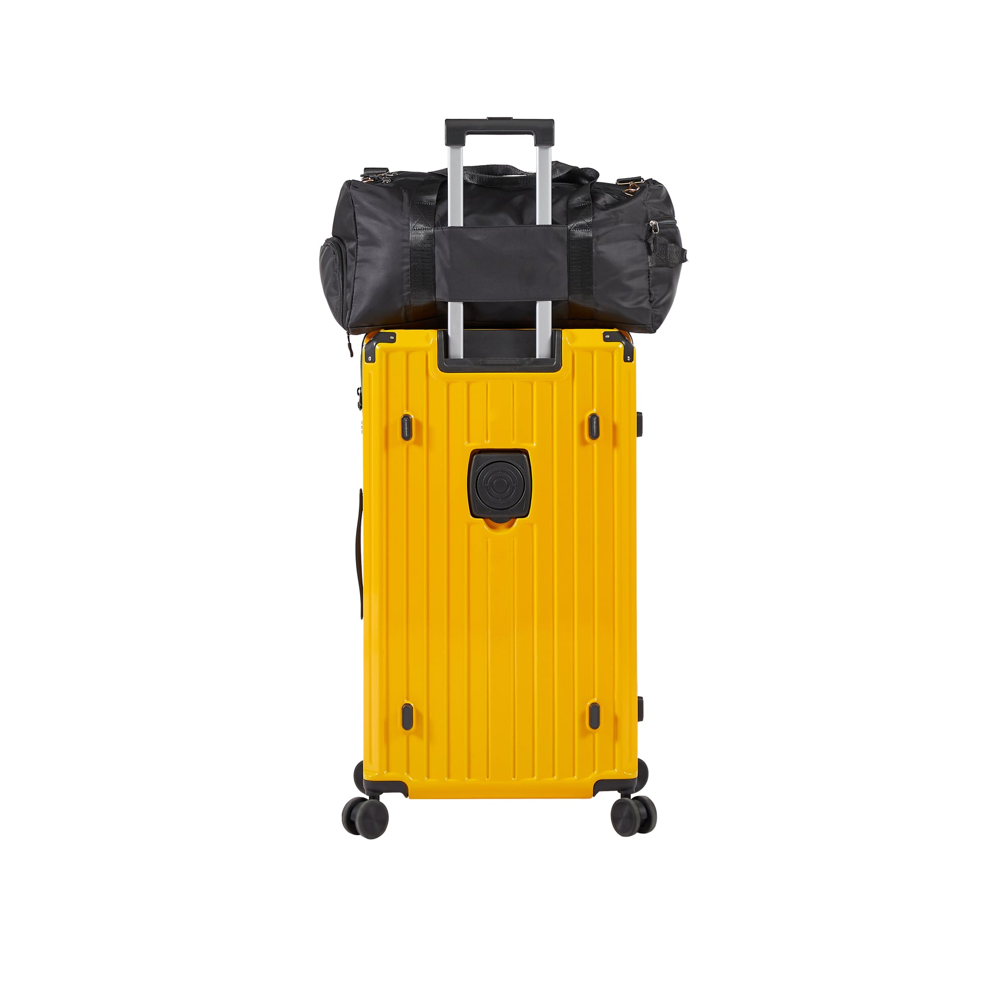 Luggage Set 4 Pcs 20" 24" 29" Travel Bag , Pc Abs Durable Lightweight Luggage With Collapsible Cup Holder, 360 Silent Spinner Wheels, Tsa Lock, Yellow Yellow Abs Pc