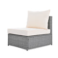 6 Piece Patio Outdoor Conversation Round Sofa Set, Pe Wicker Rattan Separate Seating Group With Coffee Table, Beige Yes Deep Seating Beige Weather Resistant Frame Water Resistant Cushion Garden & Outdoor Sofa Seating Groups Foam Rattan