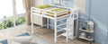 Full Size Loft Bed With Built In Storage Wardrobe And Staircase, White Box Spring Not Required Full White Wood Bedroom Pine