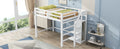 Full Size Loft Bed With Built In Storage Wardrobe And Staircase, White Old Sku:Sm000527Aak Box Spring Not Required Full White Wood Bedroom Pine