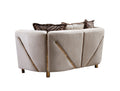 Thick Velvet Fabric Upholstered 3Pc Living Room Set Made With Wood In Beige Beige Velvet Wood Primary Living Space Soft Cushion Back Contemporary,Modern Solid Wood Mdf Wood 6 Seat