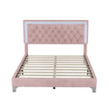 3 Pieces Bedroom Sets,Queen Size Upholstered Platform Bed With Led Lights And Two Nightstands Pink Queen Pink 3 Piece Set Velvet