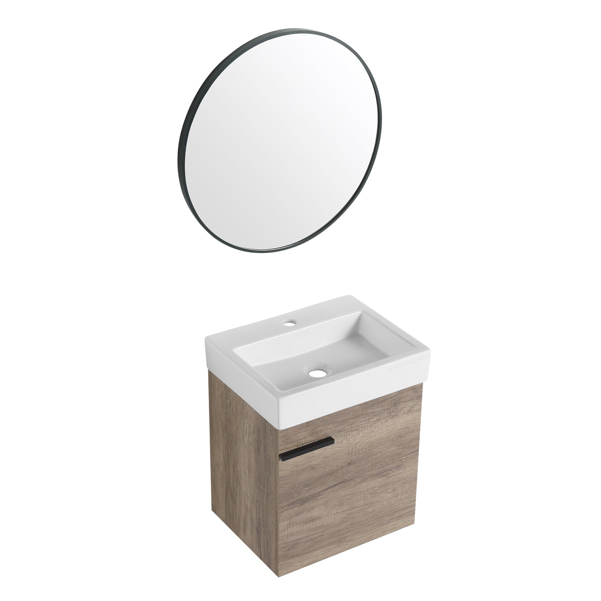 18 Inch Bathroom Vanity With Top, Small Bathroom Vanity And Sink Grey 1 Bathroom Wall Mounted Modern Plywood