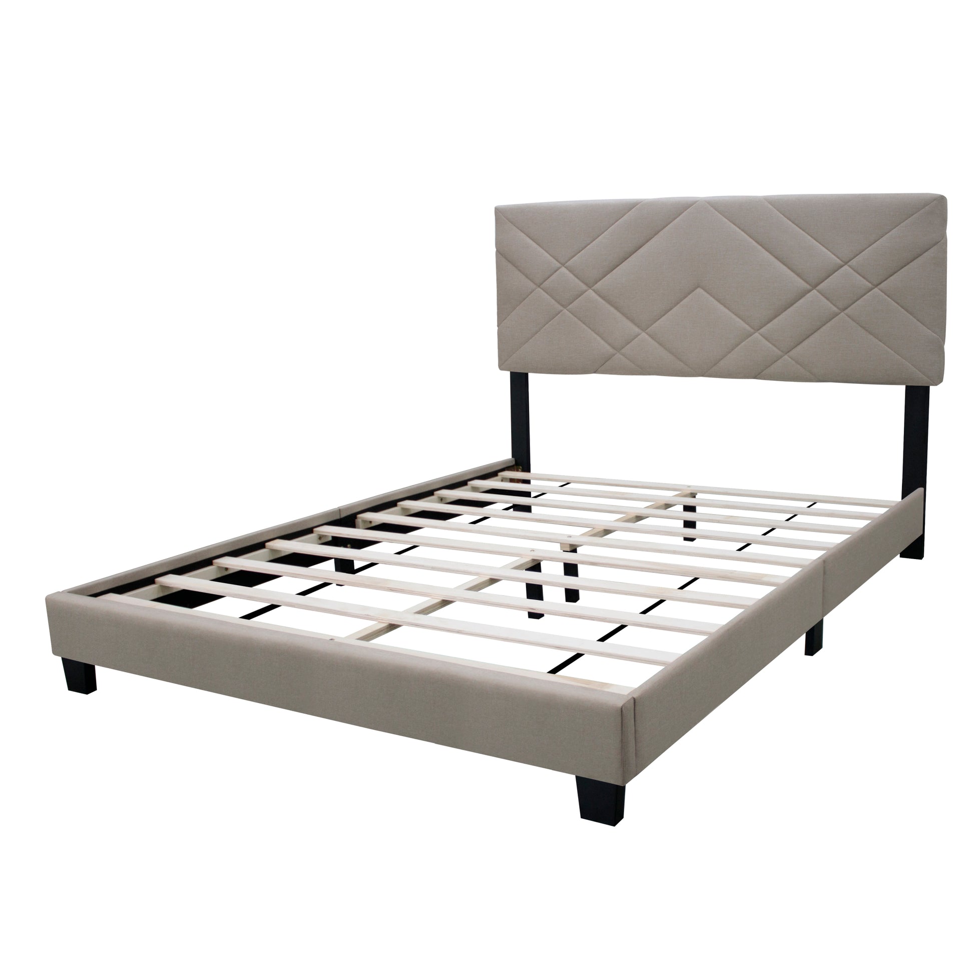 Beige Queen Size Adjustable Upholstered Bed Frame Stain Resistant Cleans Up With A Light Wipe Simple Design Suitable For Any Room Box Spring Not Required Queen Beige Wood Espresso Bedroom Minimalist,Modern,Shabby Chic Rubberwood Adjustable Bedbase Fiber