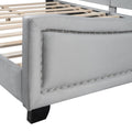 Full Size Upholstered Daybed With Cloud Shaped Headboard, Embedded Elegant Copper Nail Design, Gray Gray Velvet
