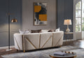 Thick Velvet Fabric Upholstered 3Pc Living Room Set Made With Wood In Beige Beige Velvet Wood Primary Living Space Soft Cushion Back Contemporary,Modern Solid Wood Mdf Wood 6 Seat