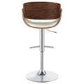 Ecru And Chrome Adjustable Bar Stool Solid Ivory Brown Dining Room Spot Clean Mid Century Modern Bar Stools Open Back Foam Wood