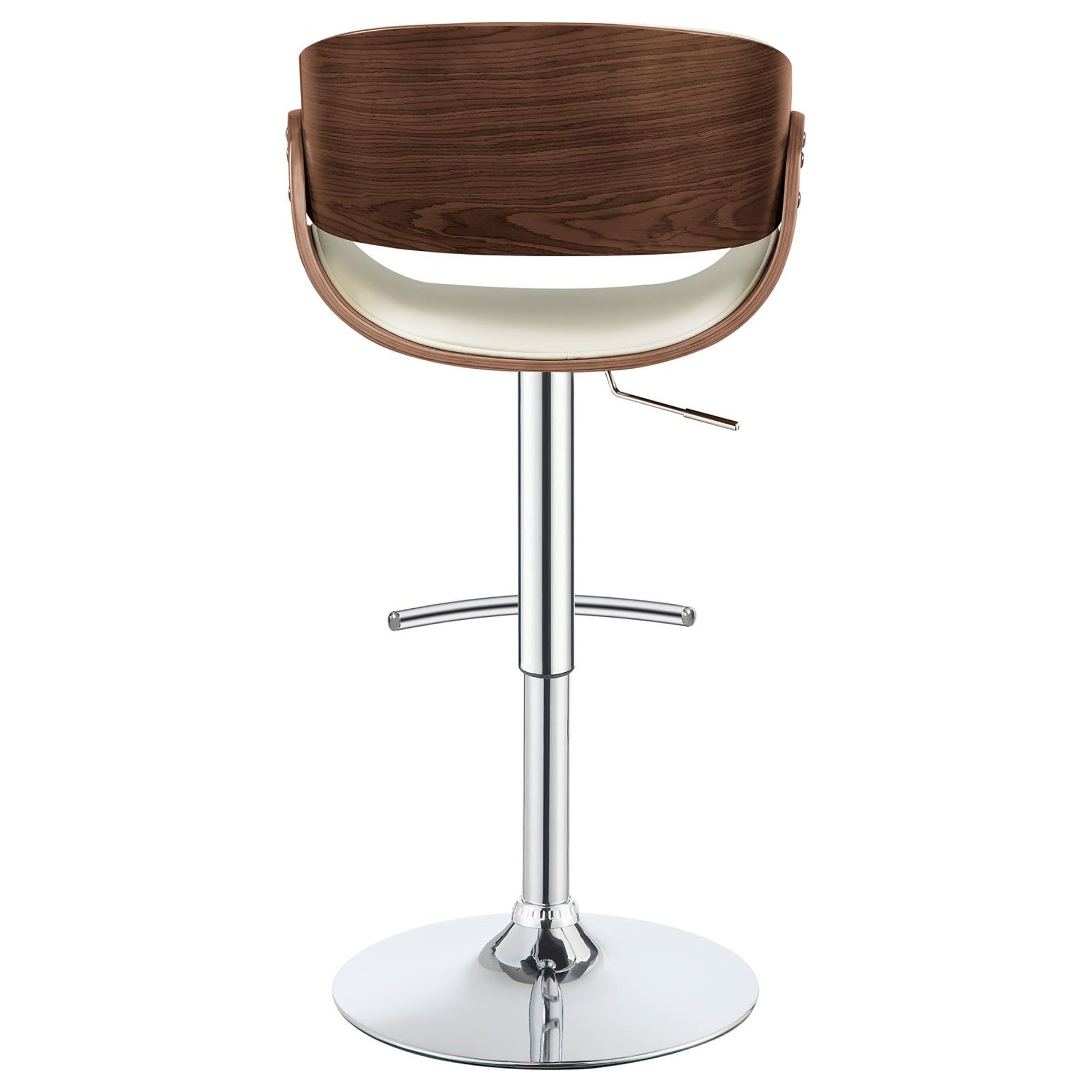 Ecru And Chrome Adjustable Bar Stool Solid Ivory Brown Dining Room Spot Clean Mid Century Modern Bar Stools Open Back Foam Wood