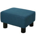 Ottoman Foot Rest, Small Foot Stool With Linen Fabric Upholstery And Plastic Legs, Cube Ottoman For Living Room, Blue Blue Linen