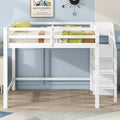 Full Size Loft Bed With Built In Storage Wardrobe And Staircase, White Old Sku:Sm000527Aak Box Spring Not Required Full White Wood Bedroom Pine