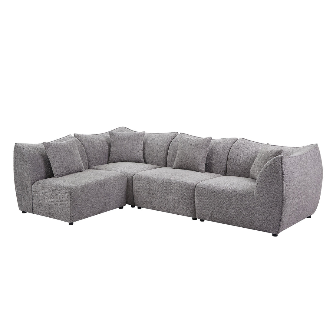 145 Inch Modular Sectional Couch 4 Seater Sectional Sofa Convertible Comfy Couches For Living Room Apartment, Office,Grey Gray Teddy