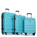 Expandable 3 Piece Luggage Sets Pc Lightweight & Durable Suitcase With Two Hooks, Spinner Wheels, Tsa Lock, 21 25 29 Aqua Blue Aqua Blue Pc