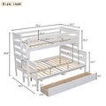 Wood Twin Over Full Bunk Bed With 2 Drawers, White Box Spring Not Required White Wood Bedroom Bunk Solid Wood Mdf