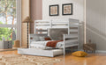 Wood Twin Over Full Bunk Bed With Twin Size Trundle, White Box Spring Not Required White Wood Bedroom Solid Wood Mdf