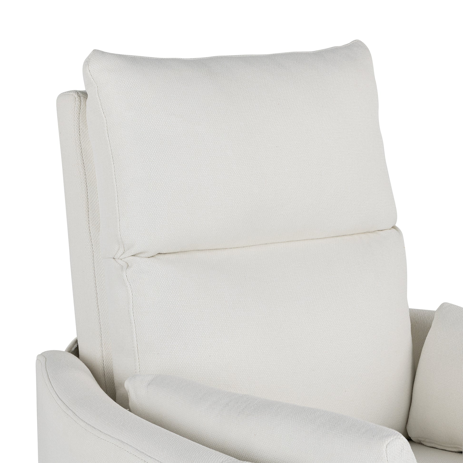 Upholstered Swivel Recliner Manual Rocker Recliner Chair Baby Nursery Chair With Two Removable Pillows For Living Room, Beige Beige Foam Linen