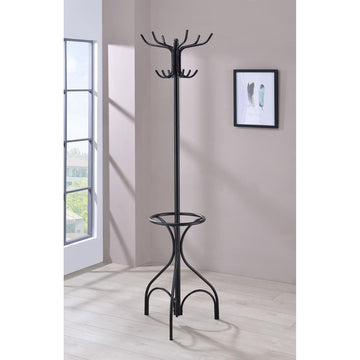 Black 12 Hook Coat Rack Black Primary Living Space Traditional Metal