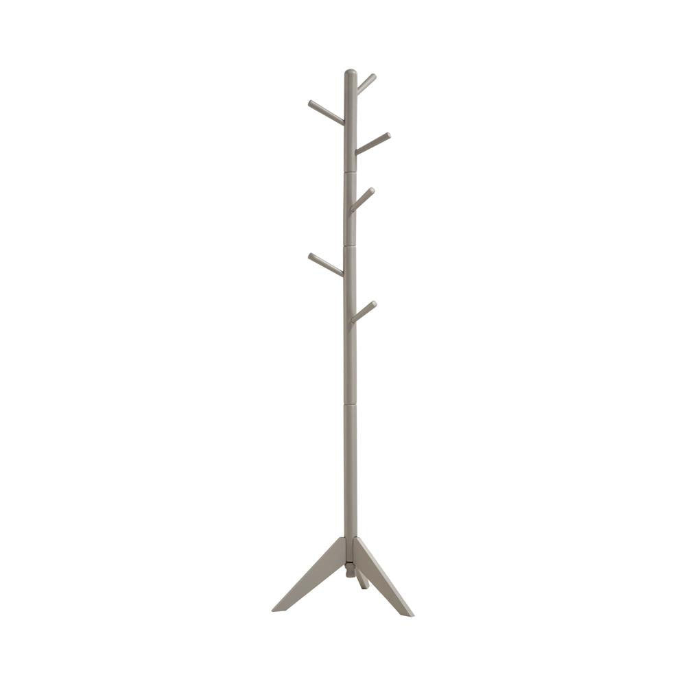 Grey 6 Hook Coat Rack Grey Gray Primary Living Space Contemporary,Modern Rubberwood Wood