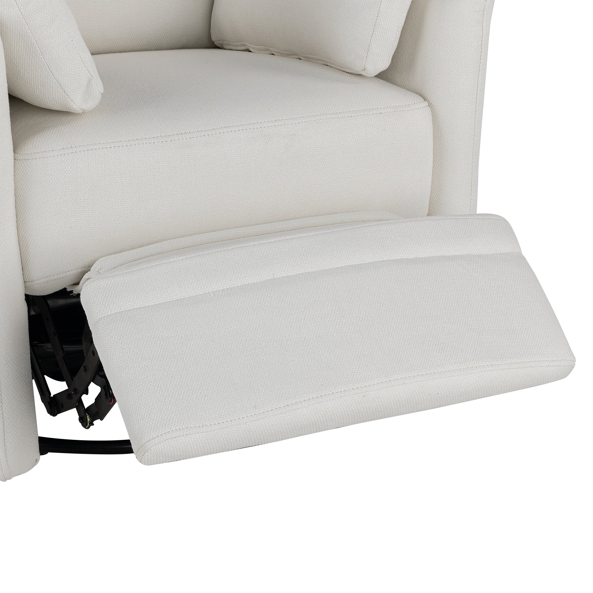 Upholstered Swivel Recliner Manual Rocker Recliner Chair Baby Nursery Chair With Two Removable Pillows For Living Room, Beige Beige Foam Linen
