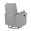 Upholstered Swivel Recliner Manual Rocker Recliner Chair Baby Nursery Chair With Two Removable Pillows For Living Room, Dark Grey Dark Grey Foam Linen