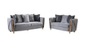 Chanelle Thick Velvet Fabric Upholstered 2Pc Living Room Set Made With Wood In Gray Gray Velvet Wood Primary Living Space Soft Cushion Back Contemporary,Modern Solid Wood Mdf Wood 5 Seat