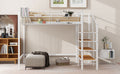 Full Size Metal Loft Bed With Upper Grid Storage Shelf And Lateral Storage Ladder, White White Mdf Metal