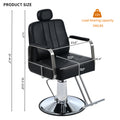 Premium Reclining Barber Chair Salon Chair For Hair Stylist With Heavy Duty Hydraulic Pump, 360 Rotation, Tattoo Chair Shampoo Beauty Salon Equipment, Max Load Weight 400 Lbs, Black Black Pu Classic,Modern Metal