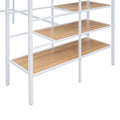 Twin Size Metal Loft Bed With Upper Grid Storage Shelf And Lateral Storage Ladder, White White Mdf Metal