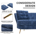 Polyester Fiber Loveseat Sofa Upholstered Couch With Golden Metal Legs Club Two Seat Sofa For Living Reading Room Bedroom Apartment Small Space Dorm,Blue Blue Polyester Wood Primary Living Space Soft Tight Back Modern Polyester