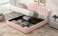 Queen Size Upholstered Platform Bed With Height Adjustable Headboard And Under Bed Storage Space,Pink Pink Upholstered