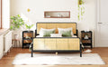 3 Pieces Rattan Platform Full Size Bed With 2 Nightstands,Espresso Espresso Rattan