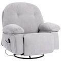 Modern Chenille Recliner Chairs Swivel Massage Rocker Recliner With Heat Natural Ash Chenille Manual Handle Metal Primary Living Space Soft Cushion Back Heavy Duty American Design,Artsy,Casual,Cute Pillow Top Arms Foam Chenille