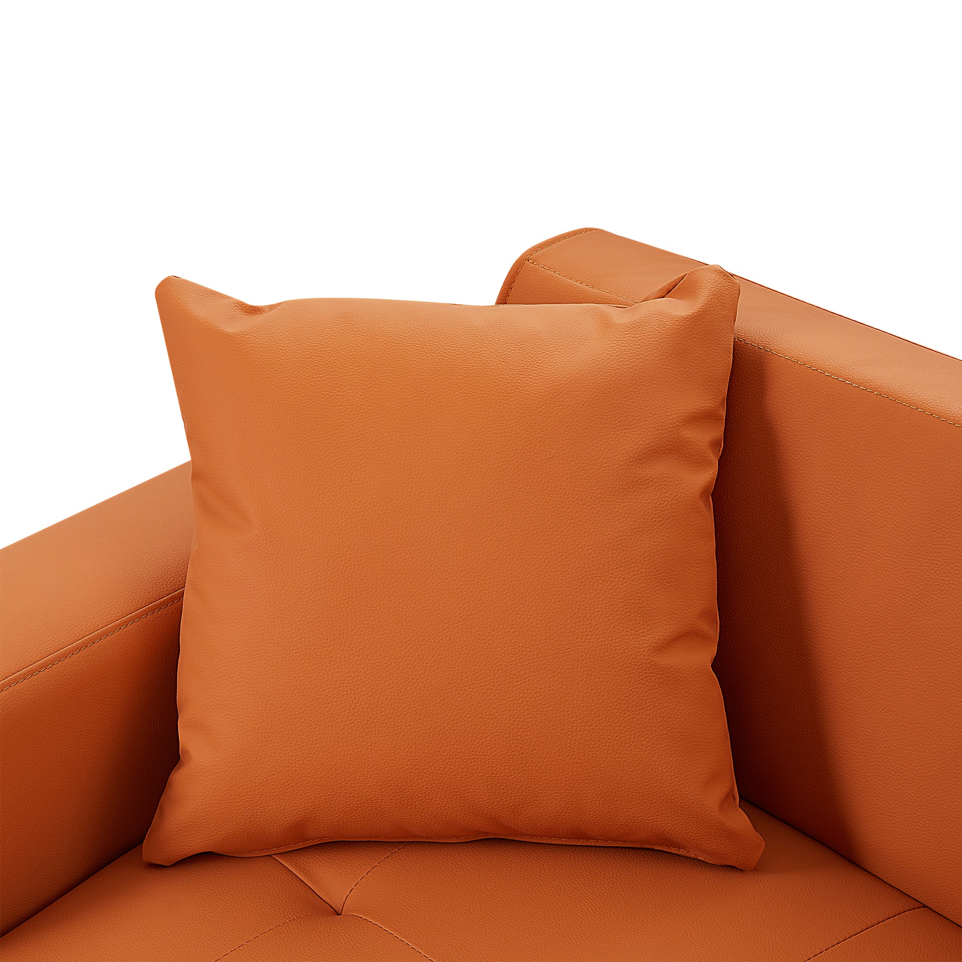 107" Contemporary Sofa Stylish Sofa Couch With A Round Storage Ottoman And Three Removable Pillows For Living Room, Orange Orange Pu