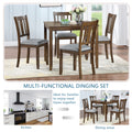 5 Piece Modern Dining Set, Square Wooden Dining Table With 4 Upholstered Chairs For Kitchen, Dining Room, Walnut Upholstered Chair Wood Walnut Seats 4 Wood Dining Room Acacia 4 Leg Square Dining Table With Chair Acacia Wood