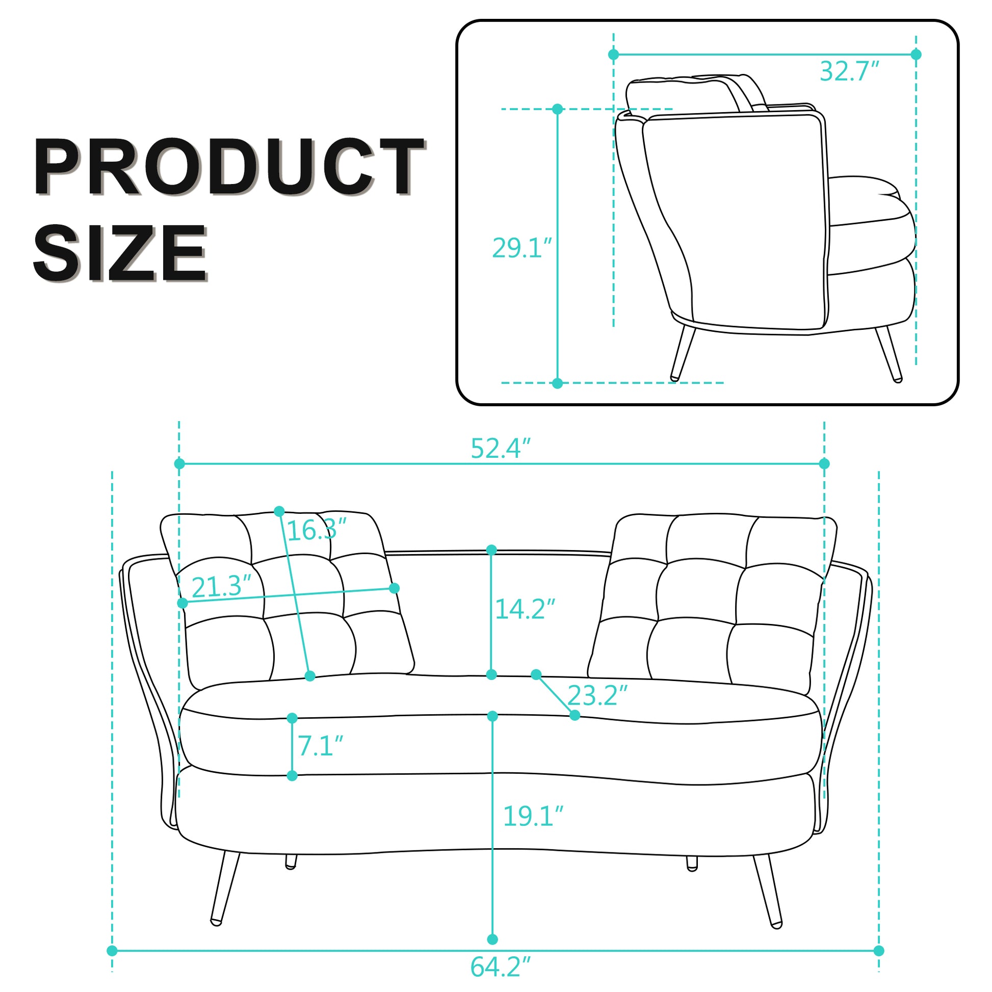 Polyester Fiber Loveseat Sofa Upholstered Couch With Golden Metal Legs Club Two Seat Sofa For Living Reading Room Bedroom Apartment Small Space Dorm,White. White Polyester Wood Primary Living Space Soft Tight Back Modern Polyester