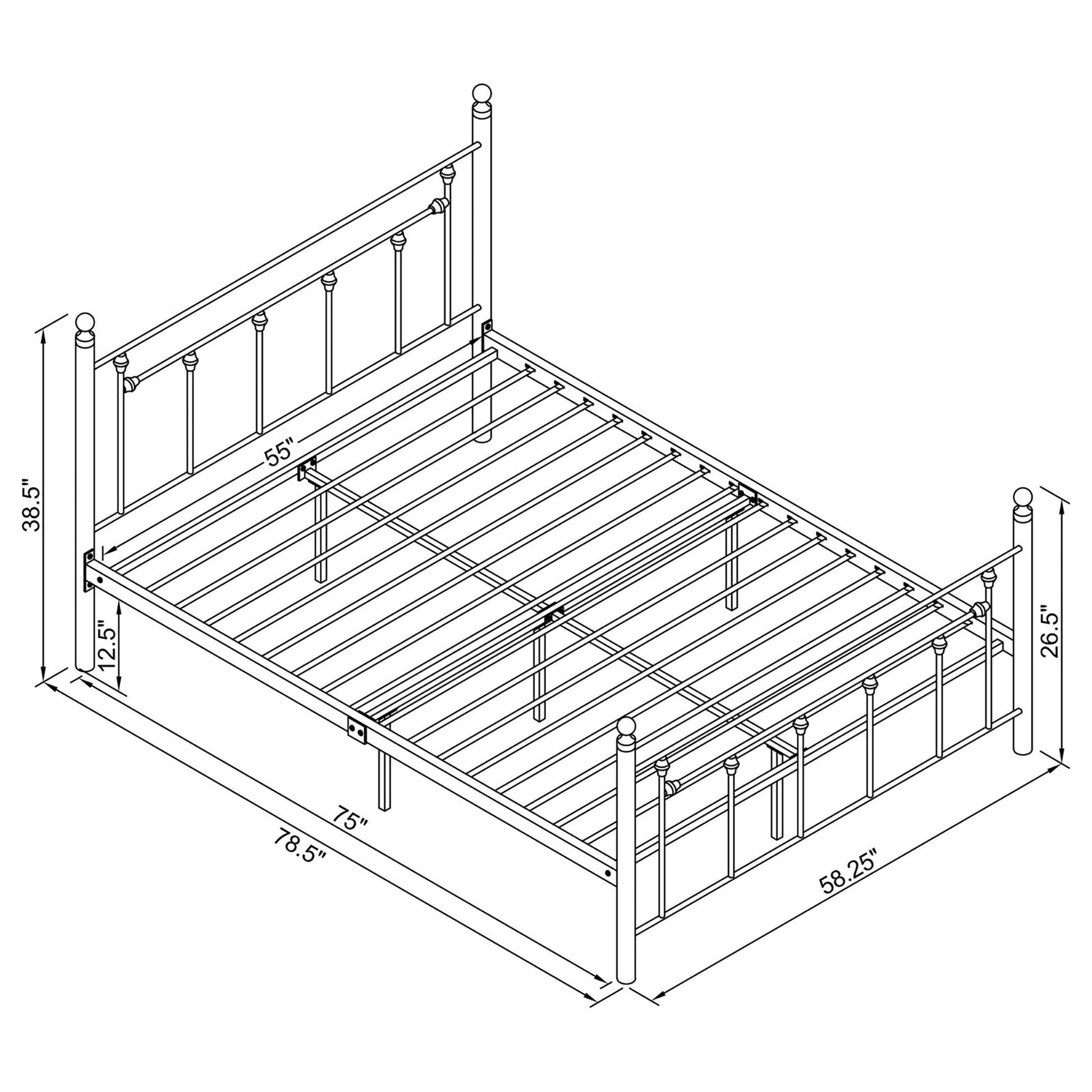 Gunmetal Slatted Full Platform Bed Box Spring Not Required Full Grey Metal Bedroom Transitional Bed Frame Metal