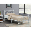 White Twin Platform Bed Box Spring Not Required Twin White Metal Bedroom Contemporary,Modern Open Frame Metal