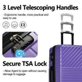 Hardshell Luggage Sets 3 Piece Double Spinner 8 Wheels Suitcase With Tsa Lock Lightweight 20''24''28'' Purple Abs