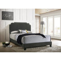 Grey Queen Panel Bed With Trim Box Spring Required Queen Grey Wood Bedroom Transitional Panel Foam Upholstered