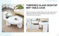 A Modern, Fashionable, And Durable Marble Textured Mdf Coffee Table With A Side Table. Match With Multiple Scenes. Suitable For Living Room And Bedroom. White Mdf Glass