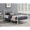 Matte White Slatted Twin Platform Bed Box Spring Not Required Twin White Metal Bedroom Transitional Bed Frame Metal