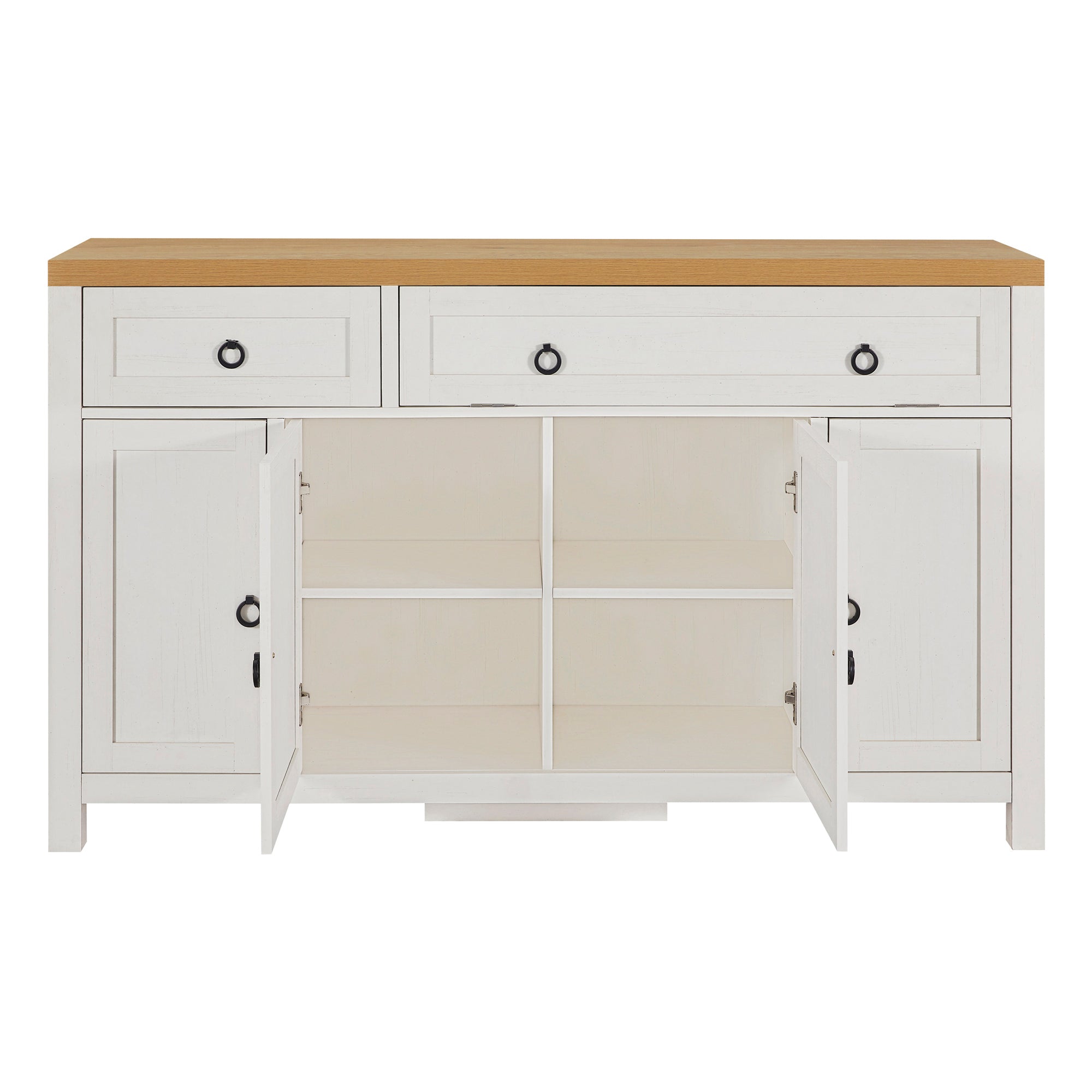 Retro Style Large Storage Space Sideboard With Flip Door And 1 Drawer, 4 Height Adjustable Cabinets, Suitable For Kitchen, Dining Room, Living Room Brown Antique White Brown Antique White Particle Board