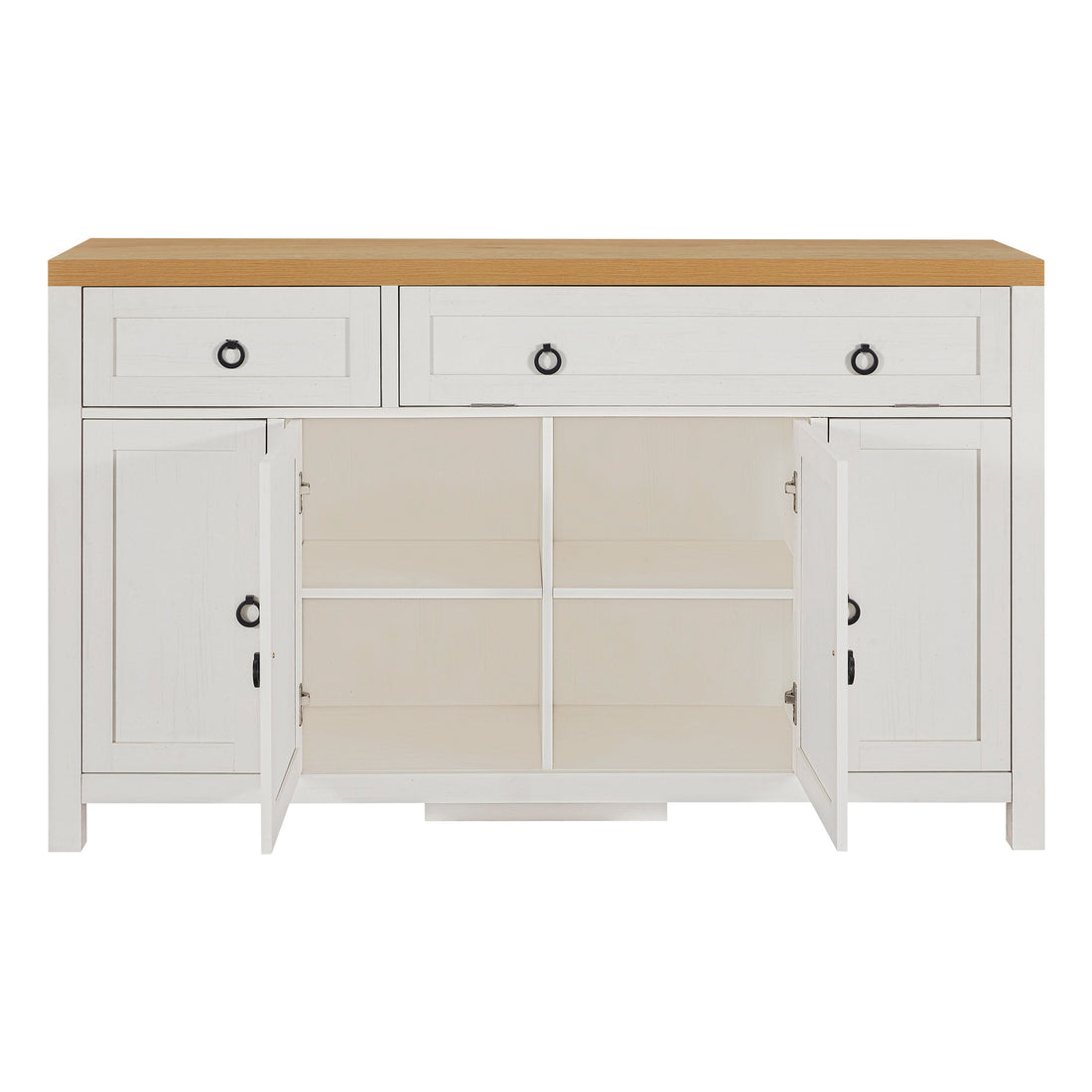 Retro Style Large Storage Space Sideboard With Flip Door And 1 Drawer, 4 Height Adjustable Cabinets, Suitable For Kitchen, Dining Room, Living Room Brown Antique White Brown Antique White Particle Board