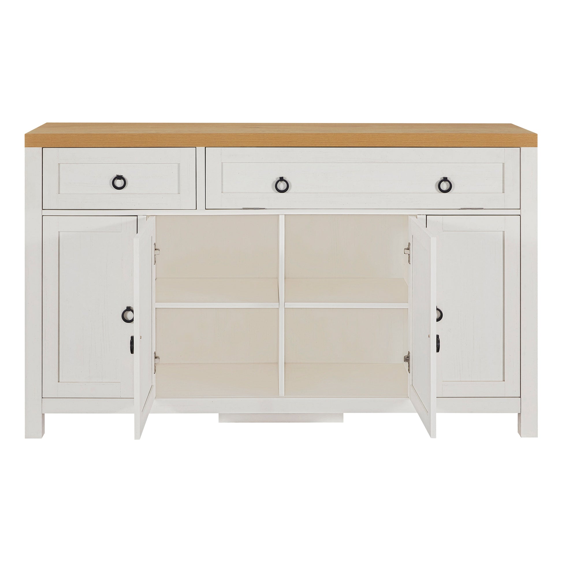 Retro Style Large Storage Space Sideboard With Flip Door And 1 Drawer, 4 Height Adjustable Cabinets, Suitable For Kitchen, Dining Room, Living Room Brown Antique White Brown Antique White Particle Board