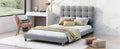 Twin Size Upholstered Platform Bed With Soft Headboard,Gray Gray Upholstered