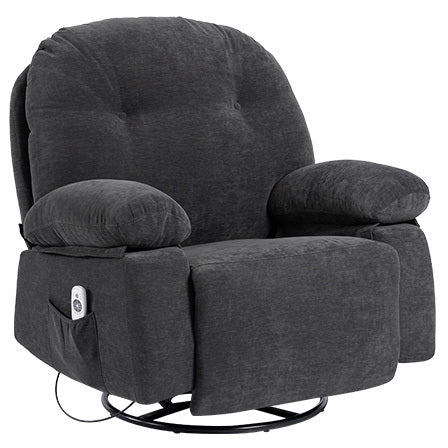 Modern Chenille Recliner Chairs Swivel Massage Rocker Recliner With Heat Dark Gray Chenille Manual Handle Metal Primary Living Space Soft Cushion Back Heavy Duty American Design,Artsy,Casual,Cute Pillow Top Arms Foam Chenille