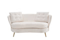 Polyester Fiber Loveseat Sofa Upholstered Couch With Golden Metal Legs Club Two Seat Sofa For Living Reading Room Bedroom Apartment Small Space Dorm,White. White Polyester Wood Primary Living Space Soft Tight Back Modern Polyester