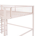 Full Size Metal Loft Bed With 4 Tier Shelves And Storage, Pink Full Pink Metal