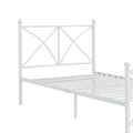 White Twin Platform Bed Box Spring Not Required Twin White Metal Bedroom Contemporary,Modern Open Frame Metal